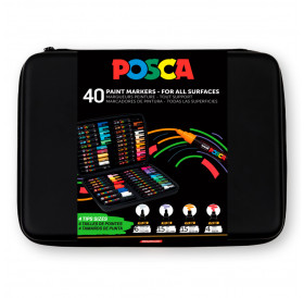 Μαρκαδόροι Posca 40τεμ Σε Θήκη Καουτσούκ