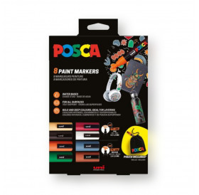 Μαρκαδόροι Posca PC-5M / PC-3M 8τεμ + Τσάντα
