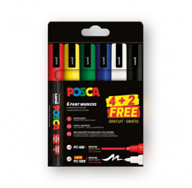 Μαρκαδόροι Posca 4xPC-5M + 2xPC-5BR FREE 6τεμ