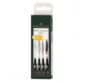 Μαρκαδόροι Pitt Σετ 4τεμ Black 167100 Faber Castell Μαρκαδόροι Pitt Σετ 4τεμ Black 167100 Faber Castell