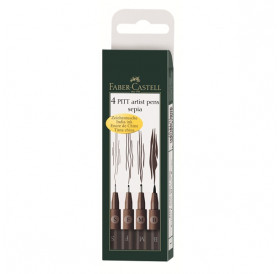 Μαρκαδόροι Pitt Σετ 4τεμ Sepia Faber Castell Μαρκαδόροι Pitt Σετ 4τεμ Sepia Faber Castell