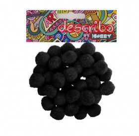 Pompons Black 50τεμ 25mm