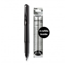 Μαρκαδόρος Brush Pen GFKP3 Μαύρο Με 4 Ανταλλακτικά Pentel Μαρκαδόρος Brush Pen GFKP3 Μαύρο Με 4 Ανταλλακτικά Pentel