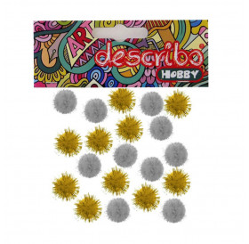 Pompons Χρυσά Ασιμή 20τεμ 25mm