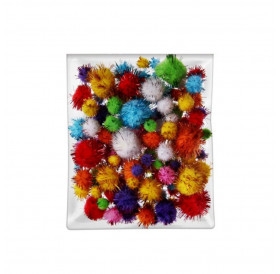 Pompons Glitter Assorted 80τεμ 10-25mm