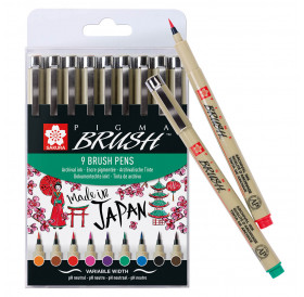 Μαρκαδόροι Σετ Pigma Brush 9τεμ Sakura Μαρκαδόροι Σετ Pigma Brush 9τεμ Sakura