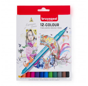 Μαρκαδόροι Fineliner-Brush 12τεμ Bruynzeel Μαρκαδόροι Fineliner-Brush 12τεμ Bruynzeel