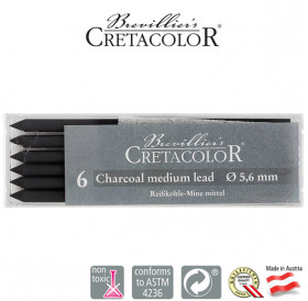 Μύτη 5,6mm Κάρβουνο Medium 6τεμ Cretacolor